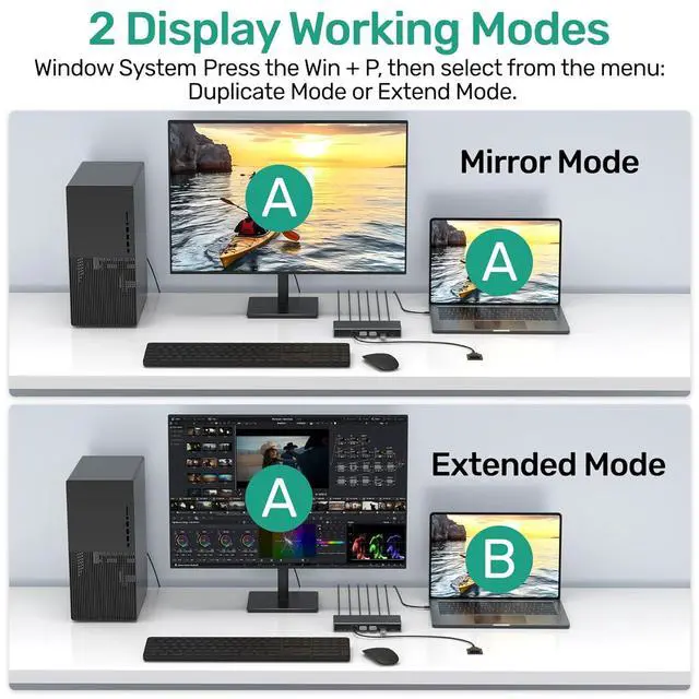 Alt view image 4 of 7 - WRIARICH USB-C + HDMI KVM Switch 2 in 1 Out with 3 USB A+1 USB C 3.0 Ports, 4K@60Hz Aluminum HDMI KVM Switch for 1 Laptop & 1 Desktop Share 1 Monitor Keyboard Mouse Printer, with USB Cables/Controller