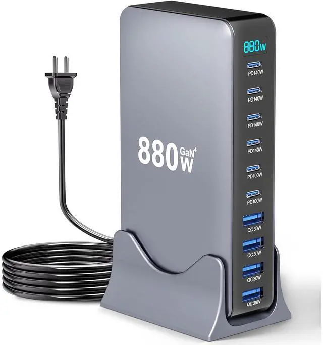 Main image of WRIARICH 880W USB C Charger Block, 10-Port USB C Fast Charging Station Hub, Desktop 10 Port USB Charging Station for Multiple Devices for MacBook Pro/Air, Laptops, Smartphones etc..