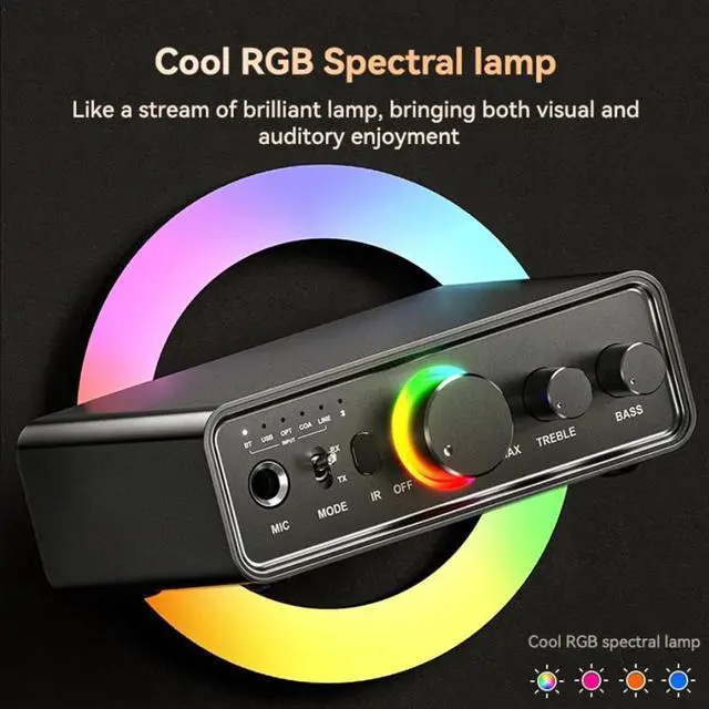 Alt view image 2 of 7 - WRIARICH RGB Bluetooth 5.3 Audio Transmitter Receiver for Home Stereo TV, HiFi Wireless Bluetooth Low Latency Audio Adapter, Support DAC/AUX/RCA/USB/Coaxial/Optical/6.5MM Microphone Karaoke Hifi DSP