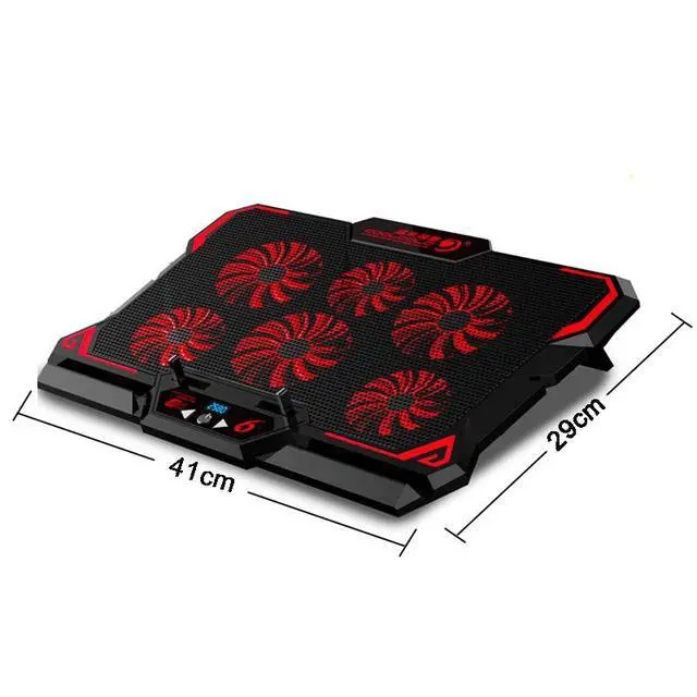 Alt view image 6 of 7 - WRIARICH Gaming Laptop Cooler Notebook Cooling Pad 6 Silent Red LED Fans Powerful Air Flow Portable Adjustable Laptop Stand 2600RPM Laptop Cooling Pad
