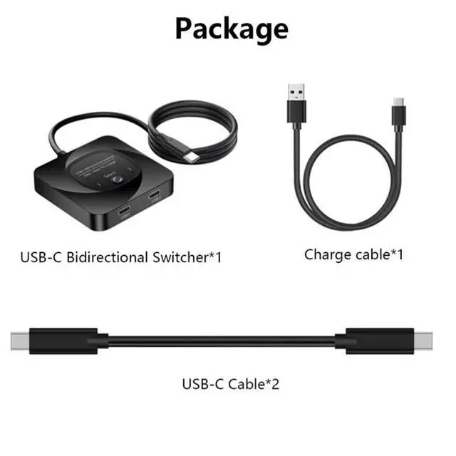 Alt view image 7 of 7 - WRIARICH USB C Switch, 8K@60Hz USB C Switch Bi-Directional 2 in 1 Out or 1 in 2 Out,Type C Switch Selector with Power Indicator for PCs, Support USB 3.1 Gen 2 10Gbps Data Transmission, 100W Charging