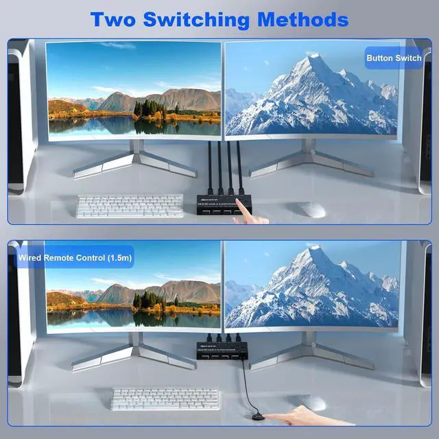 Alt view image 4 of 7 - WRIARICH USB 3.0 Switch, 4 Port USB Switcher 4 Computers Share 4 USB Devices, for Printer Scanner Keyboard Mouse Switch, USB-B USB 3.0 Switch with Wired Control and Standard USB-B Cables