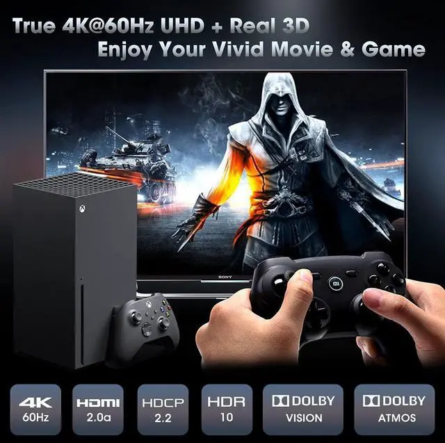 Alt view image 5 of 7 - WRIARICH 4K @60Hz HDMI Switch 5 Port Premium 5 in 1 Out 4K HDMI Switcher with IR Remote Support Auto-Switch, HDMI 2.0,HDCP 2.2,UHD,HDR,Full HD,3D,1080P (Upgraded Version)