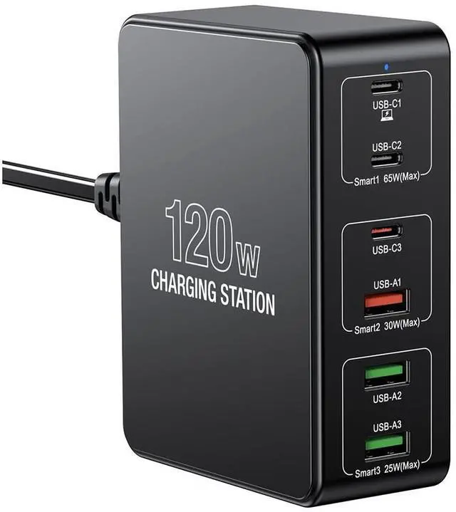 Main image of USB C Charging Station,120W Multiport USB Charging Station, 6 Ports Multi USB Charger Station, Charging Station for Multiple Devices, USB Charging Hub Compatible with Ma-c-B-ook, Laptop,Smartphones..