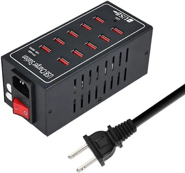 Main image of 10-Port USB Charging Station, 10-in-1 Multi Port USB Charger for i-Ph-one13/14/15,60W Power Delivery Desktop Accessory with Intelligent Protection for Smartphones Tablet PC School Shopping Hotel Malls