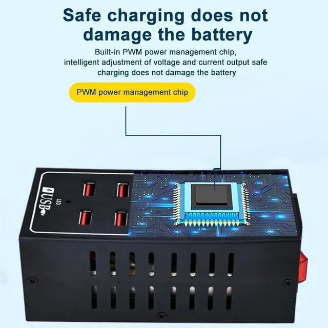 Alt view image 3 of 7 - 10-Port USB Charging Station, 10-in-1 Multi Port USB Charger for i-Ph-one13/14/15,60W Power Delivery Desktop Accessory with Intelligent Protection for Smartphones Tablet PC School Shopping Hotel Malls
