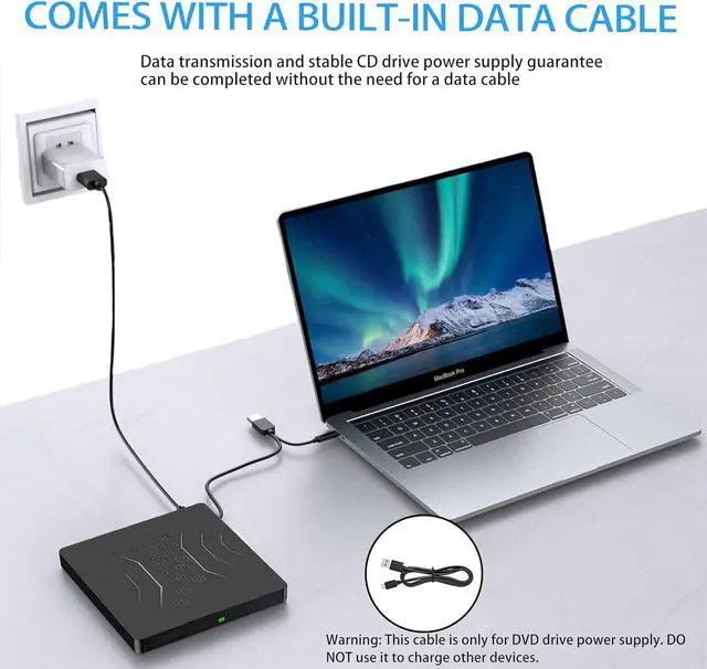 Alt view image 5 of 6 - USB 3.0 & USB C 7 in 1 External CD DVD Drive, Portable CD/DVD +/-RW Burner for Laptop & Desktop - Plug & Play, Ultra Slim Design, Fast Burning, Compatible with Windows 11/10/8/7, Mac OS, Linux