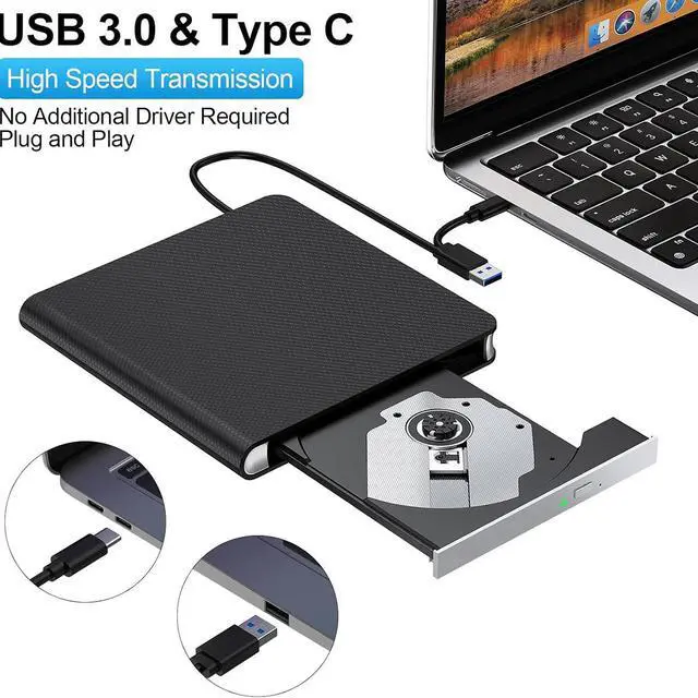 Alt view image 2 of 7 - External CD DVD Drive, 7-in-1 USB 3.0 & Type-C DVD Drive External with 4 USB Ports & SD/TF, DVD RW Burner External CD Drive for Laptop, Desktop, Mac-Book, Windows 11/10/8/7/XP/Linux/Vista/Mac
