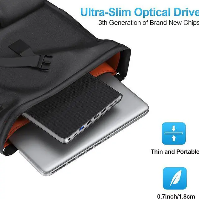 Alt view image 7 of 7 - External CD DVD Drive, 7-in-1 USB 3.0 & Type-C DVD Drive External with 4 USB Ports & SD/TF, DVD RW Burner External CD Drive for Laptop, Desktop, Mac-Book, Windows 11/10/8/7/XP/Linux/Vista/Mac
