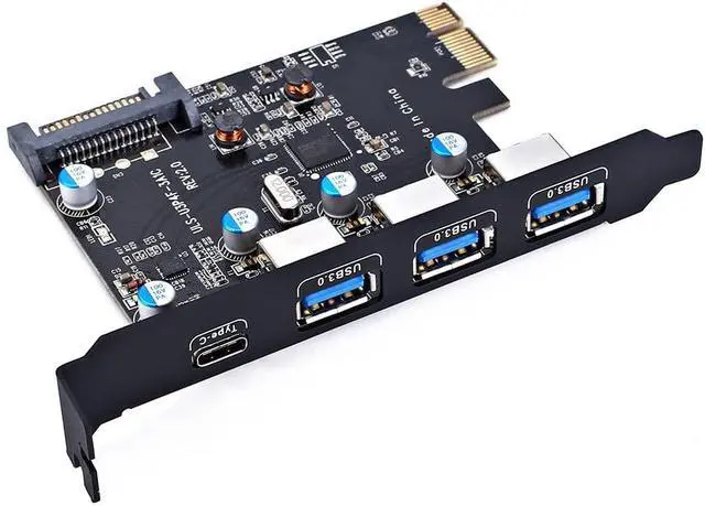 Alt view image 6 of 7 - PCI-E to USB 3.0 Type C +3 Type A Expansion Card - Interface USB 3.0 4-Port Express Card Desktop with 15 pin SATA Power Connector [ Include with A 4pin to 2x15pin Cable + A 15pin to 2x 15pin SATA Y-C