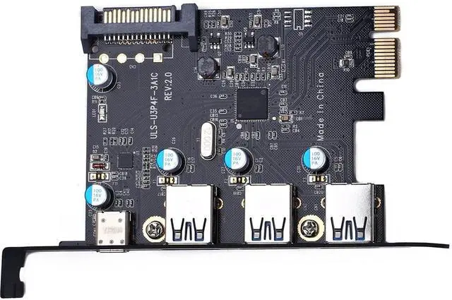 Alt view image 3 of 7 - PCI-E to USB 3.0 Type C +3 Type A Expansion Card - Interface USB 3.0 4-Port Express Card Desktop with 15 pin SATA Power Connector [ Include with A 4pin to 2x15pin Cable + A 15pin to 2x 15pin SATA Y-C