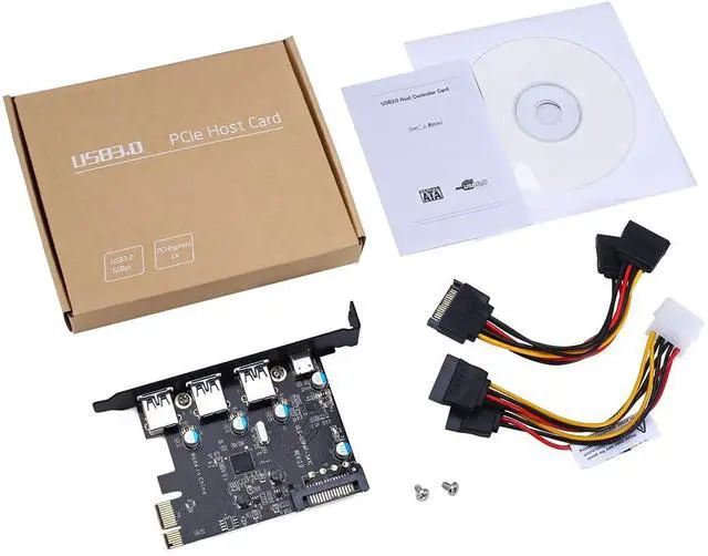 Alt view image 7 of 7 - PCI-E to USB 3.0 Type C +3 Type A Expansion Card - Interface USB 3.0 4-Port Express Card Desktop with 15 pin SATA Power Connector [ Include with A 4pin to 2x15pin Cable + A 15pin to 2x 15pin SATA Y-C