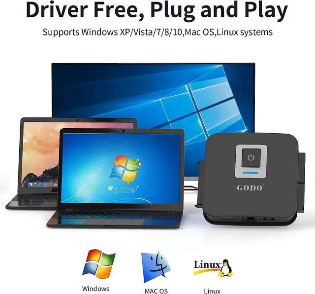 Alt view image 6 of 6 - WRIARICH SATA/IDE to USB 3.0 Adapter, IDE Hard Drive Adapter Kit, SATA Cable Converter for 2.5/3.5 inch IDE and SATA HDD/SSD, 5.25" CD-ROM/DVD-ROM, Include 12V/2A Power Adapter