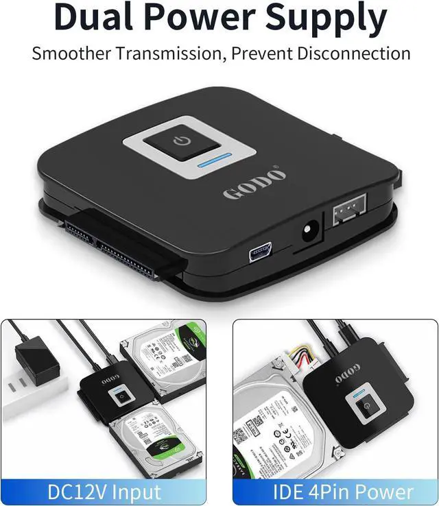 Alt view image 5 of 6 - WRIARICH SATA/IDE to USB 3.0 Adapter, IDE Hard Drive Adapter Kit, SATA Cable Converter for 2.5/3.5 inch IDE and SATA HDD/SSD, 5.25" CD-ROM/DVD-ROM, Include 12V/2A Power Adapter