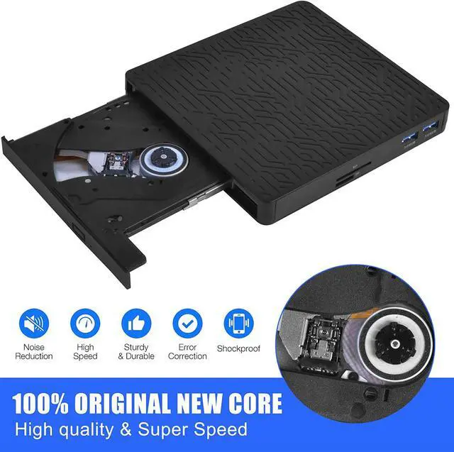 Alt view image 4 of 7 - External DVD Drive, USB3.0/Type-C DVD CD ROM +/-RW Player for Laptop, Optical Disk Burner with Hub, 2 USB 3.0 Port, SD/TF Port, Micro USB Type C Cord for PC Desktop Mac Book Windows 10/8/7 Linux OS