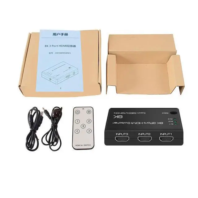 Alt view image 7 of 7 - WRIARICH HDMI 2.1 Switch 3 in 1 Out, 8K@60Hz 4K@120Hz HDMI Switcher 3 Port, 8K HDMI Auto Switch 3x1 Selector with IR Remote for Xbox,PS5,PS4,UHD TV, Support 48Gbps, HDCP 2.3,HDR 10+, 1080P@240Hz