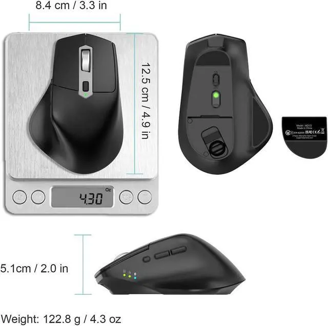 Alt view image 6 of 7 - Multi-Device Wireless Bluetooth Mouse with Nano USB-A, USB-C Receiver Ergonomic Right Hand Silent Clicking Rechargeable Mouse for Computer Desktop PC Laptop Mac iPad and Windows 11/10 iPad OS