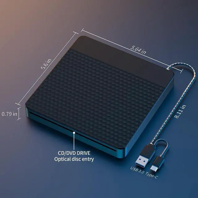 Alt view image 7 of 7 - External CD/DVD Drive for Laptop, USB 3.0 Type-C Slot-in CD DVD Burner Player CD ROM Writer External Disk Drive Optical with Laptop PC Linux M-ac-Book Desktop for Windows 7/9/10/11 Linux MacOS