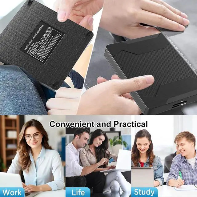 Alt view image 7 of 7 - 5 in 1 External CD DVD Drive with 2 USB Ports and SD/TF Card Slots, Type-C USB 3.0 Portable CD/DVD Disk Drive Player Burner Reader Writer for Laptop Desktop PC Windows 11/10/8/7/XP Linux, MacOS