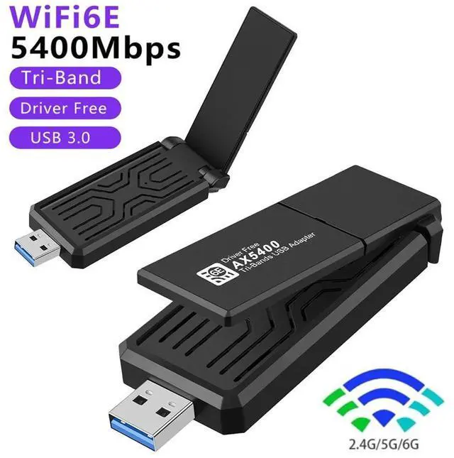 Main image of WiFi 6E Wireless Adapter, USB 3.0 WiFi Adapter for PC, AX5400M 802.11AX, Tri-Band 6GHz/5GHz/2.4GHz, WPA3, Wireless USB WiFi Dongle Network Adapter for PC Laptop, Only Compatible with Windows 11/10