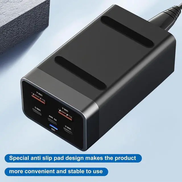 Alt view image 7 of 7 - 125W GaN 5-Port USB Charger, USB Fast Charging Station, Multi Ports USB Charging Hub with LED Display, Compatible with Phone15/14/Pro/13/12,Ga-laxy S23/S22/S21, Note 20 Ultra, L-G, H-T-C, and More