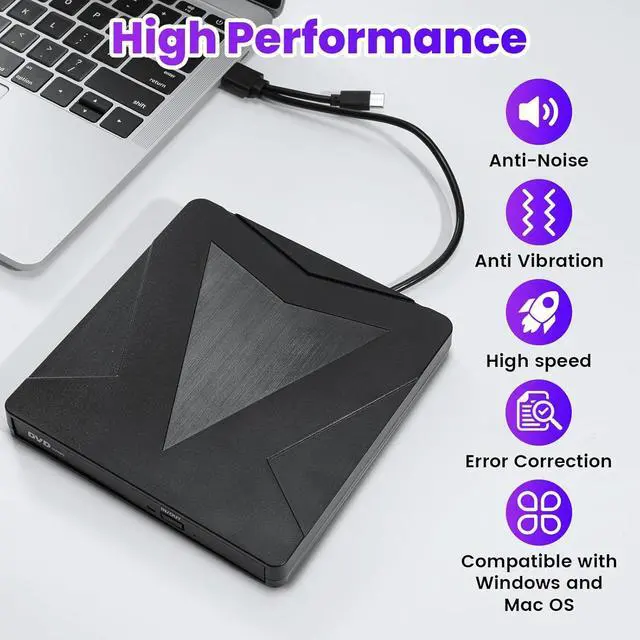 Alt view image 5 of 7 - WRIARICH External DVD CD Drive for Laptop, USB 3.0 & Type-C Portable CD DVD +/-RW Burner Optical Drives CD ROM/DVD Drive External for PC Laptop Desktop MacBook Windows 7/8/10/11/XP Linux/Mac
