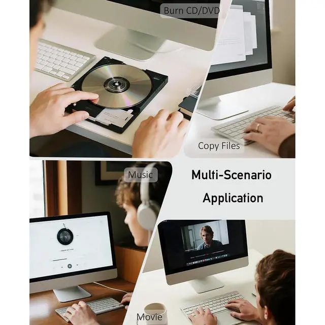 Alt view image 7 of 7 - External CD/DVD Drive for Laptop, USB 3.0 & Type-C Portable DVD Burner, CD ROM External DVD Drive for Laptop, Lightweight External CD DVD Optical Drive Compatible with PC, Windows Mac Os Linux