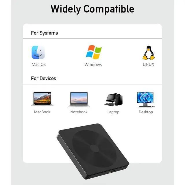 Alt view image 6 of 7 - External CD/DVD Drive for Laptop, USB 3.0 & Type-C Portable DVD Burner, CD ROM External DVD Drive for Laptop, Lightweight External CD DVD Optical Drive Compatible with PC, Windows Mac Os Linux