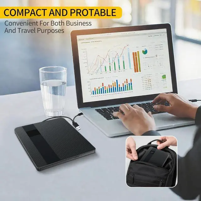 Alt view image 6 of 7 - External CD/DVD Drive for Laptops, USB 3.0 & Type-C Portable DVD Player+/-RW Burner Writer Reader, External Optical Drive Compatible with Laptop Desktop PC, Windows 11/10/8/7/XP, Linux, MacOS