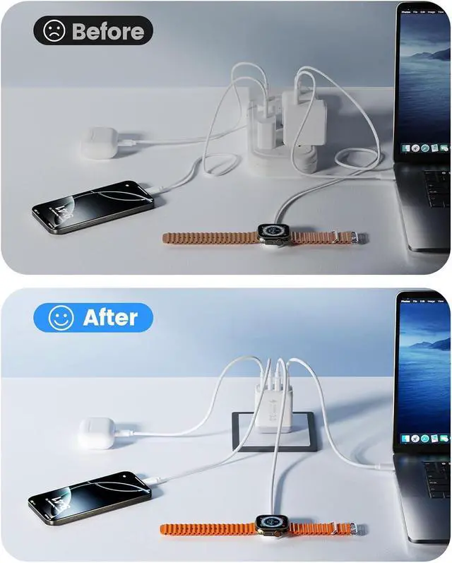 Alt view image 6 of 7 - 40W USB C Charger Block, 2-Pack Wall Charger, 4-Port Fast Charging Block Power Adapter, Dual PD & QC Type-C Multiport Wall Charger for i-Phone 16 15 14 13 12 11 Pro Max, Android Phones, Tablets