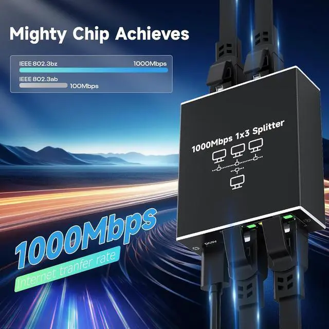Alt view image 2 of 7 - WRIARICH Gigabit Ethernet Splitter 1 to 3, High-Speed 1000Mbps Ethernet Network Splitter with USB Power Cable, RJ45 LAN Splitter Adapter for Cat 5/5e/6/7/8 Cable, Plug and Play giyqxHw