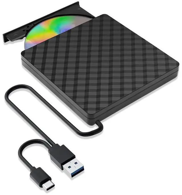 Main image of External CD DVD Drive, External CD ROM CD/DVD Burner with USB 3.0 and USB C, Portable CD/DVD +/-RW Drive/DVD Player for PC, Laptop, Desktops, Mac-Book, Windows XP/2003/Vista/7/8/10/Linux/MacOS