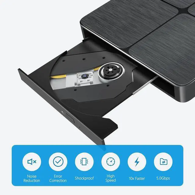 Alt view image 5 of 6 - WRIARICH CD DVD Drive, USB 3.0 and Type-C Portable External CD Burner DVD Drive Slim CD DVD +/-RW Reader Player, External CD/DVD Optical Drive for Mac,PC,Laptop,Desktop,MacOS,Windows XP/7/8/10/11