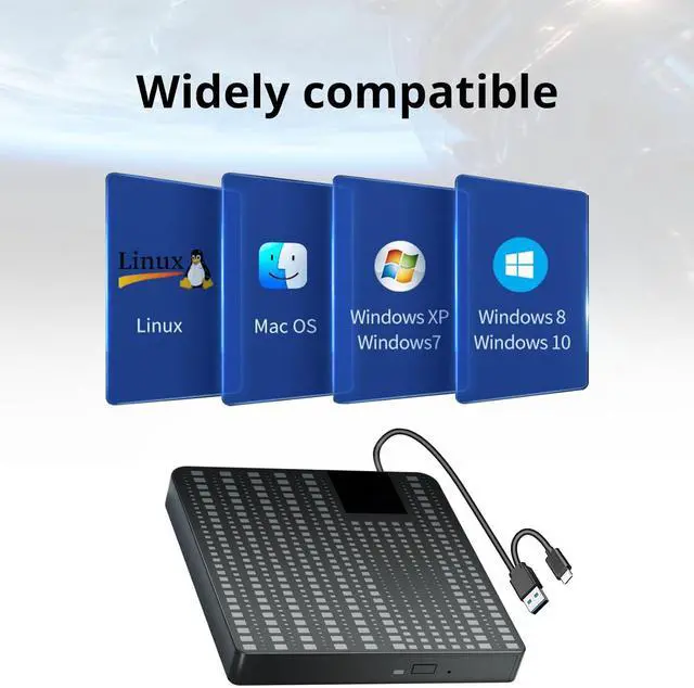 Alt view image 5 of 7 - External CD/DVD Drive for Laptop, USB 3.0 Type C CD DVD Player Portable +/-RW Burner CD ROM Reader Writer Disk Duplicator, Optical Drive Compatible with Laptop Desktop PC Windows Linux, MacOS