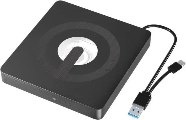 Main image of External CD DVD Drive, Type-C & USB 3.0 External Optical CD/DVD Drive, Portable CD DVD Player RW Writer Burner Reader for Laptop, Desktop, PC, Windows 11/10 / 8/7 / XP/Linux/Vista, Linux, MacOS