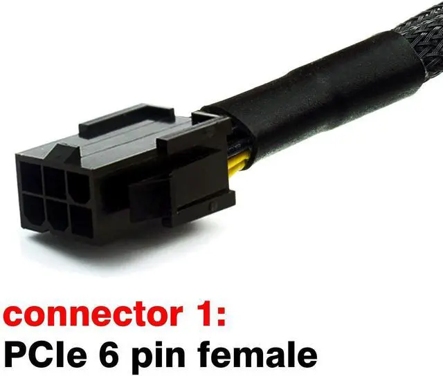 Alt view image 3 of 4 - 4Pack PCI-e 6 Pin Female to Dual PCIe 8 Pin (6+2) Male Graphics Card PCI Express Power Adapter GPU VGA Y-Splitter Extension Cable Mining Video Card Sleeved Power Cable 9 inches 20cm 4 Pack +Bonus