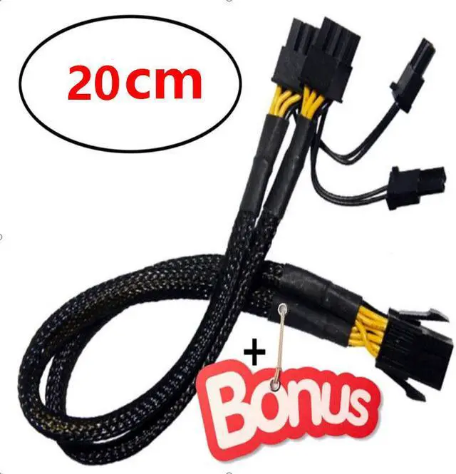 Alt view image 2 of 4 - 4Pack PCI-e 6 Pin Female to Dual PCIe 8 Pin (6+2) Male Graphics Card PCI Express Power Adapter GPU VGA Y-Splitter Extension Cable Mining Video Card Sleeved Power Cable 9 inches 20cm 4 Pack +Bonus