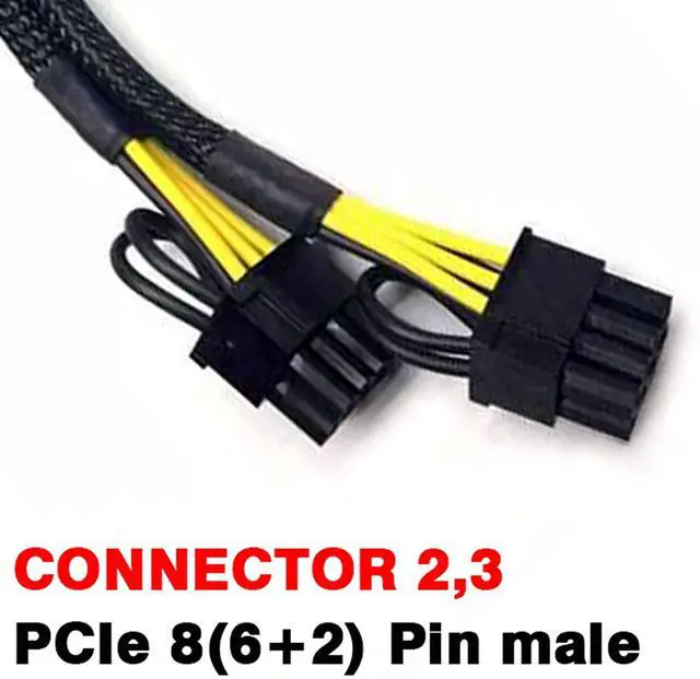 Alt view image 4 of 4 - 4Pack PCI-e 6 Pin Female to Dual PCIe 8 Pin (6+2) Male Graphics Card PCI Express Power Adapter GPU VGA Y-Splitter Extension Cable Mining Video Card Sleeved Power Cable 9 inches 20cm 4 Pack +Bonus