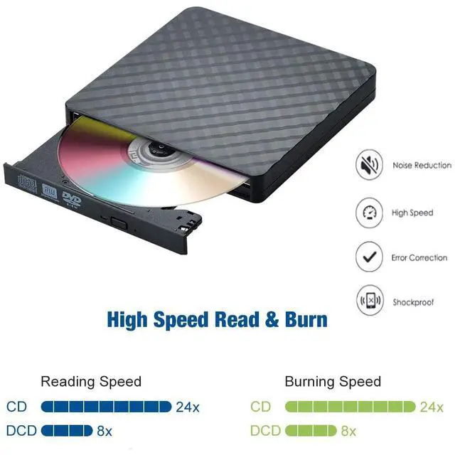 Alt view image 5 of 6 - WRIARICH USB 3.0 External CD DVD Drive, Ultra Slim CD/DVD +/-RW Writer Burner High Speed Data Transfer DVD/CD-ROM Drive for Windows 10/8/7 Laptop Desktop Mac MacBook Pro Air iMac HP Dell LG Asus