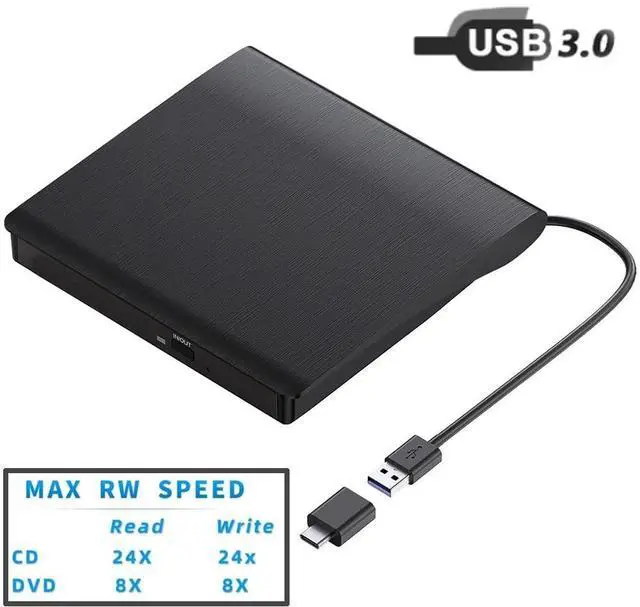 Main image of WRIARICH External CD DVD Drive, Portable USB 3.0 and Type-C CD/DVD RW Drive Player Rewriter CD/DVD Burner Optical Drive Compatible with Laptop Desktop PC Computer for Windows 7/8/10/11, Linux, MacOS