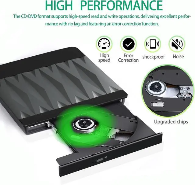 Alt view image 3 of 7 - External CD/DVD Drive for Laptop, USB 3.0 CD ROM DVD Burner Slim Portable CD Reader DVD Player Reader Writer Optical Disc Drive Compatible with Laptop Desktop PC Windows 11/10/8/7 Linux MacOS