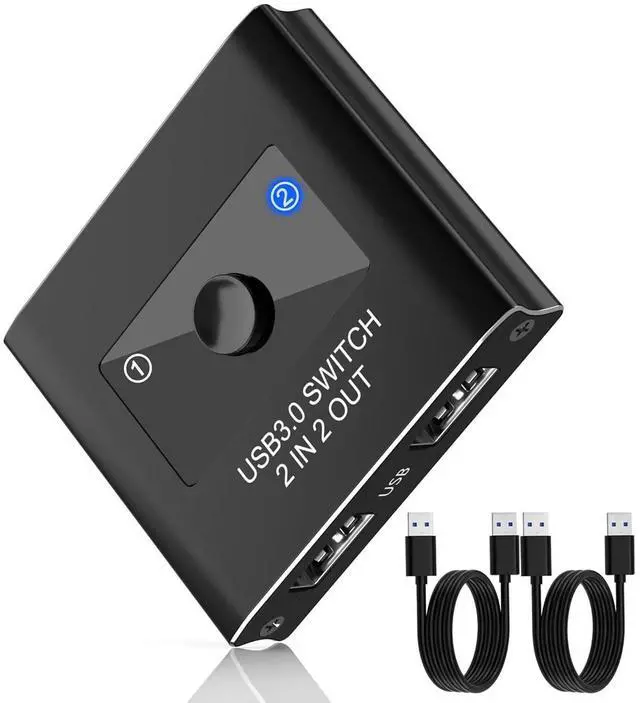 Main image of WRIARICH USB 3.0 Switch, USB 3.0 Switcher 2 in 2 Out, USB 3.0 Switch Selector, USB Switcher for 2 Computers Sharing 2 Devices for Printer, Keyboard, Scanner, Mouse, Compatible with Mac/Linux/Windows