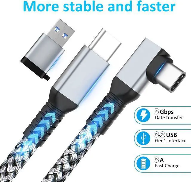 Alt view image 3 of 7 - USB C to USB C VR Link Cable, 16FT/5M VR Cable Compatible with Meta Oculus Quest 2/3/Pro Pico, Nylon Braided USB C to C Cord Cable Accessories and Gaming PC Steam VR, Type C Cable, for VR Headset