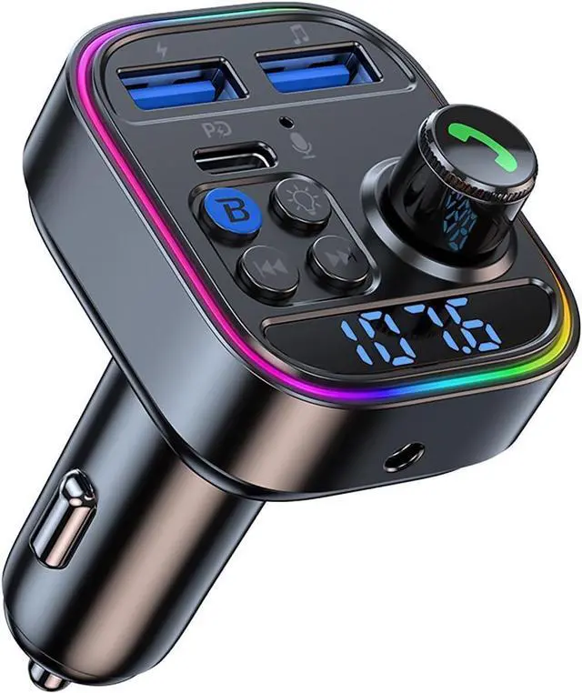 Main image of Bluetooth 5.3 FM Transmitter for Car, Bluetooth Car Adapter with Type-C PD(30W) Car Charger and Dual USB Port,Wireless FM Radio Transmitter, Support MP3 Player, Handsfree Calling, LED Backlit, U Disk