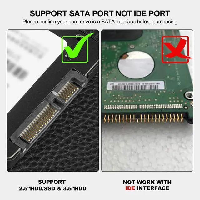 Alt view image 5 of 7 - SATA III to USB 3.0 Adapter with 12 Power Adapter, External Hard Drive Converter Cable Adapter for 2.5 3.5 Inch HDD SSD SATA III Support UASP Compatible for S-ea-gate W-D Hitachi To-sh-iba etc..