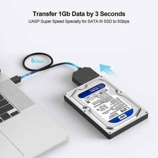 Alt view image 3 of 7 - SATA III to USB 3.0 Adapter with 12 Power Adapter, External Hard Drive Converter Cable Adapter for 2.5 3.5 Inch HDD SSD SATA III Support UASP Compatible for S-ea-gate W-D Hitachi To-sh-iba etc..