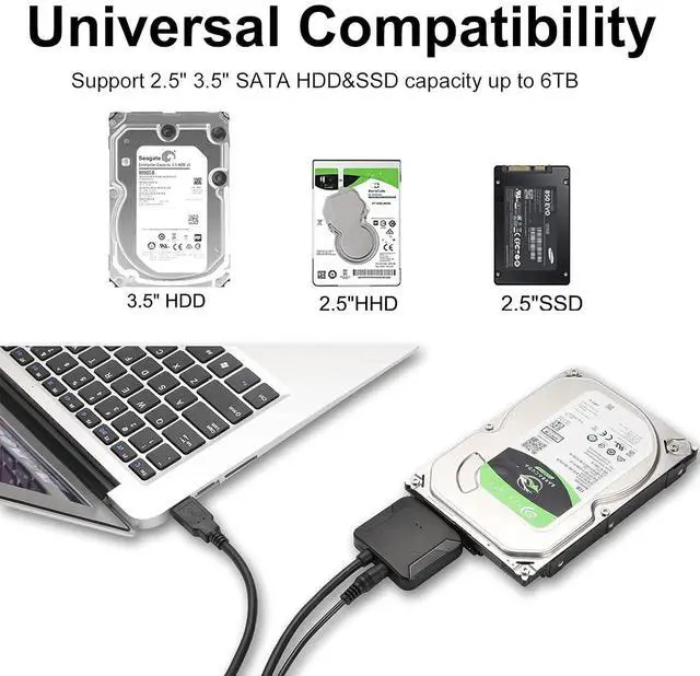 Alt view image 2 of 7 - WRIARICH SATA to USB 3.0 Adapter, USB 3.0 to SATA III Adapter, External Hard Drive Converter SATA Cable for 2.5" 3.5" HDD, SSD with Power Supply giyqxHw