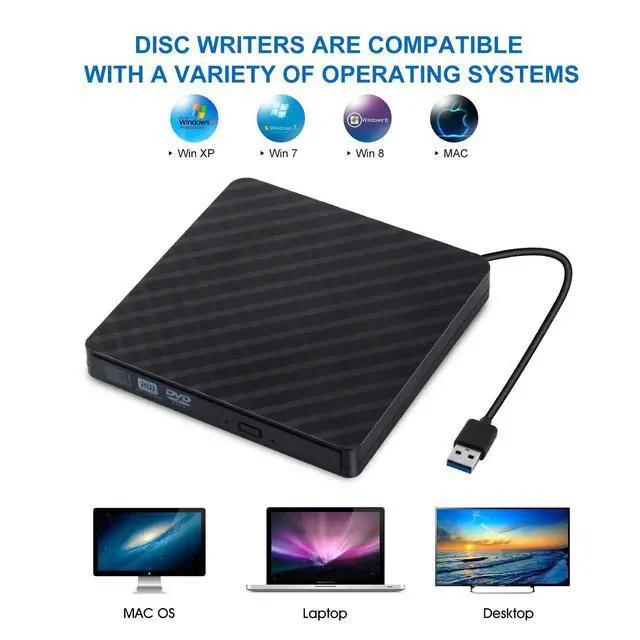 Alt view image 7 of 7 - External CD Drive USB 3.0 Portable DVD Drive, Gipow External CD DVD+/-RW Drives/Writer/Rewriter/Burner High Speed Data Transfer for MacBook Mac OSX Laptops Desktops Notebooks Windows7/8/10 (Black)
