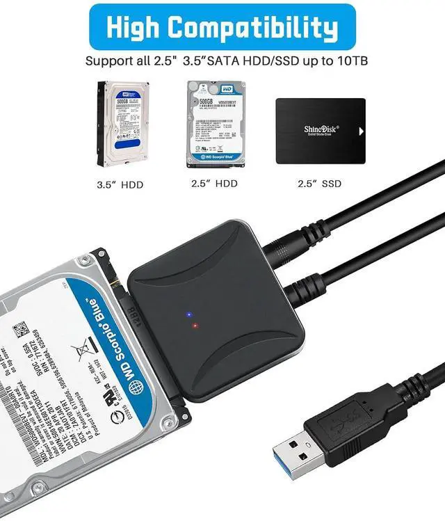 Alt view image 3 of 7 - WRIARICH SATA to USB 3.0 Adapter, USB 3.0 to SATA III Hard Drive Adapter, SATA to USB 3.0, Hard Drive Reader SATA Adapter for 2.5/3.5 inch HDD SSD UASP with 12V/2A Power Adapter giyqxHw