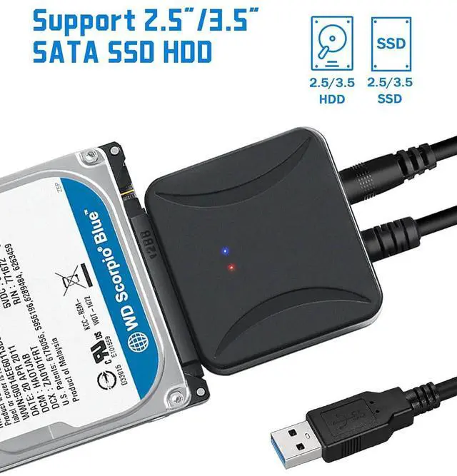 Alt view image 5 of 7 - WRIARICH SATA to USB 3.0 Adapter, USB 3.0 to SATA III Hard Drive Adapter, SATA to USB 3.0, Hard Drive Reader SATA Adapter for 2.5/3.5 inch HDD SSD UASP with 12V/2A Power Adapter giyqxHw